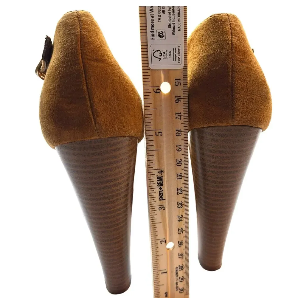 Pazzle Women's Shoes Sz 7 brown 5 inch Heel Platform Open Toe Misses